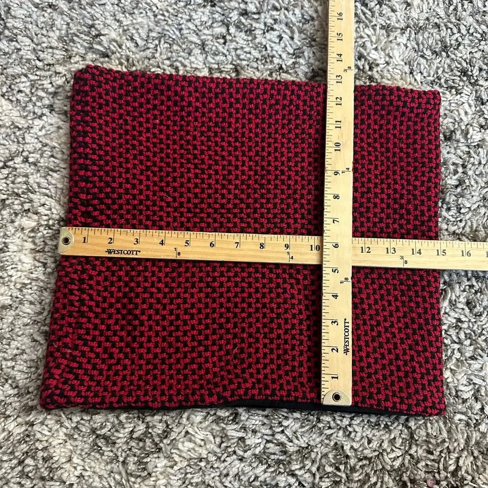 Talbots Lambswool Red Black Houndstooth Check Infinity Collar Scarf Women's